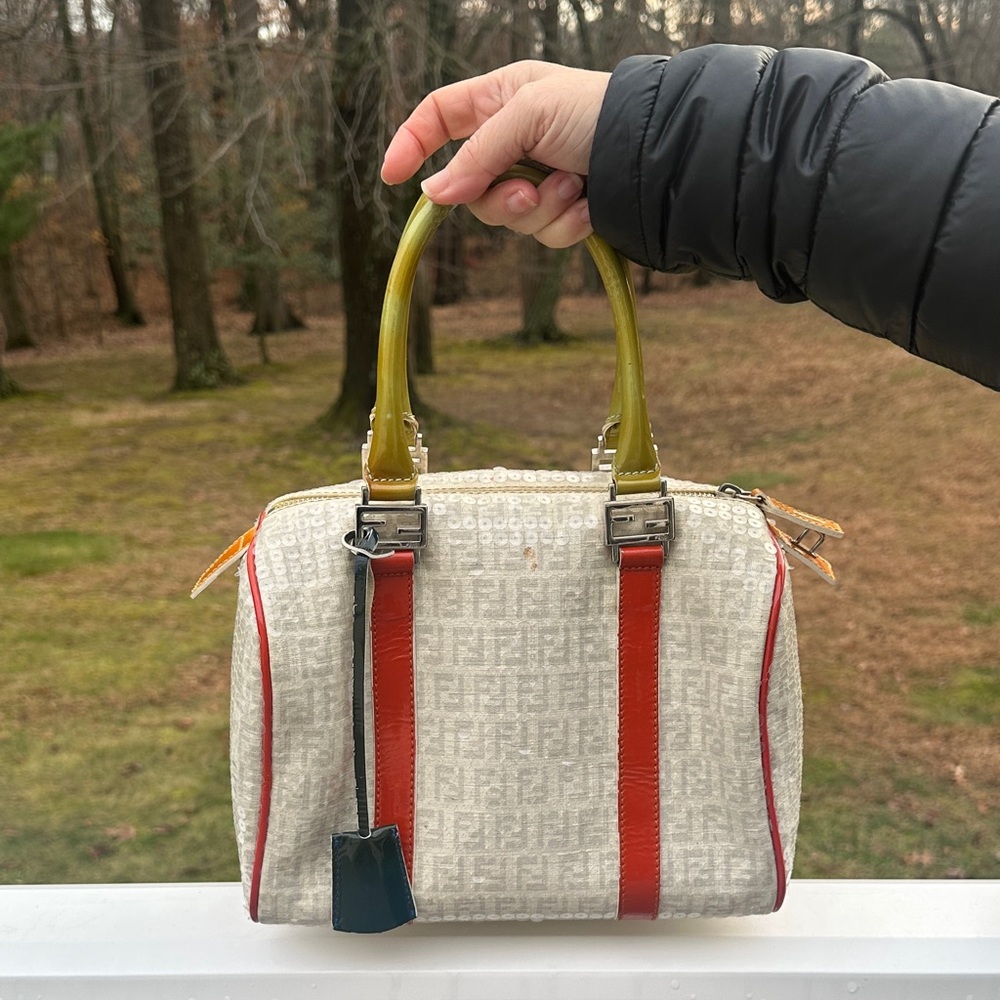 Fendi Sequin-Embellished Zucchino Boston Bag - Picture 6 of 16